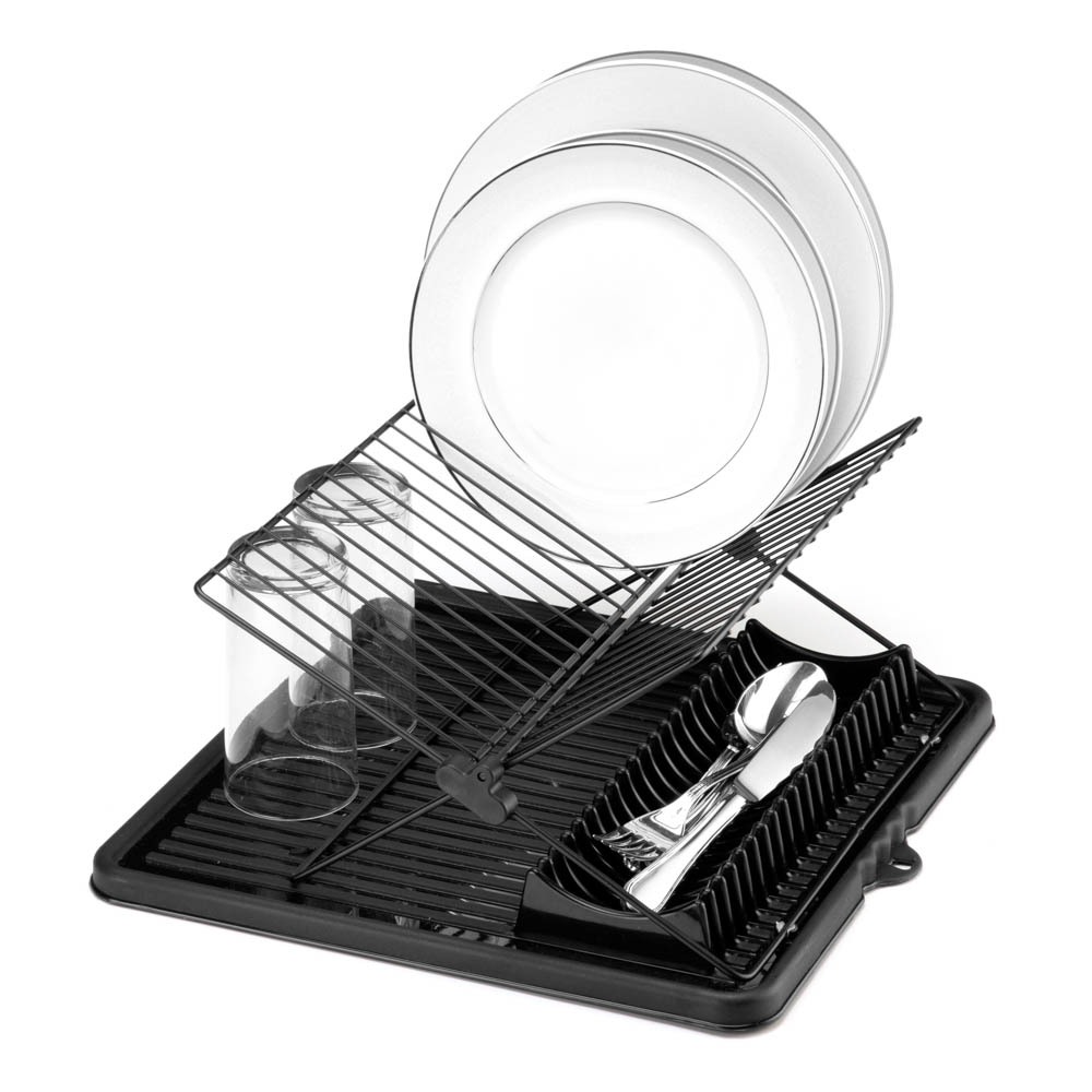Escorredor de Louças Dobrável Desmontável Talheres Copos Prático Cozinha Black Arthi