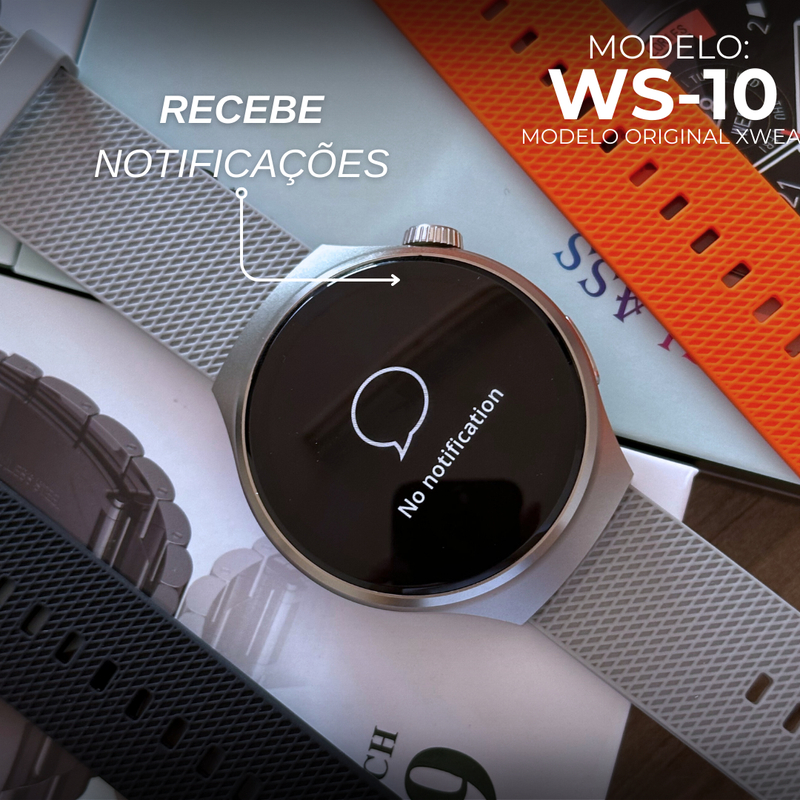 Smartwatch WS-19 - Smartwatch com Design Redondo e Tela Nível Amoled Fino Acabamento