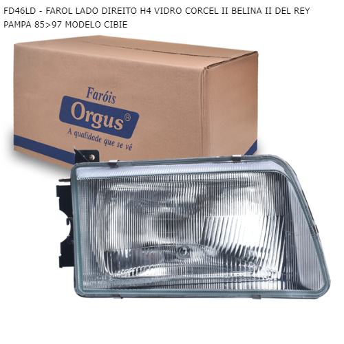 FAROL LADO DIREITO H4 VIDRO CORCEL II BELINA II DEL REY PAMPA 85>97 MODELO CIBIE