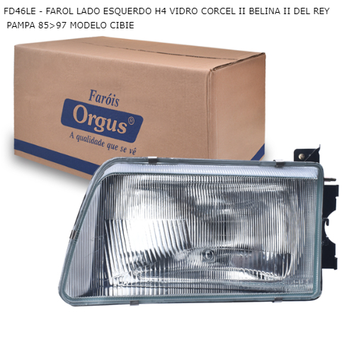 FAROL LADO ESQUERDO H4 VIDRO CORCEL II BELINA II DEL REY PAMPA 85>97 MODELO CIBIE