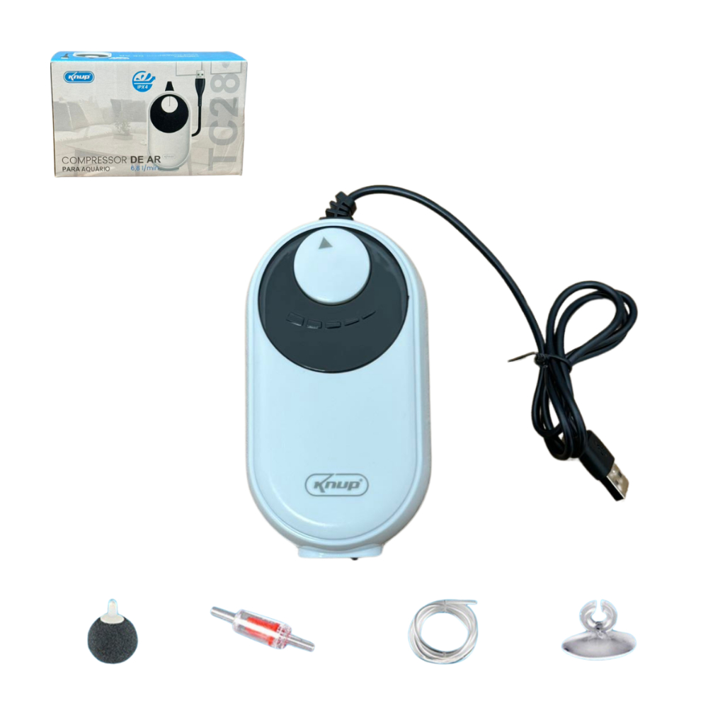 Compressor De Oxigênio Para Aquário Silencioso Com 2 Saídas IPX4
