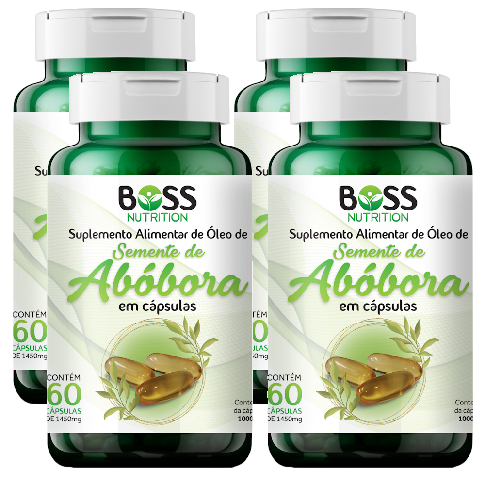 Óleo de Semente de Abóbora 1400 mg - Kit 4 Potes 60 cápsulas Softgel