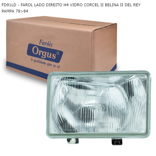 FAROL LADO DIREITO H4 VIDRO CORCEL II BELINA II DEL REY PAMPA 78>84