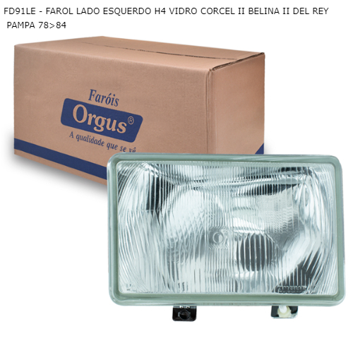 FAROL LADO ESQUERDO H4 VIDRO CORCEL II BELINA II DEL REY PAMPA 78>84