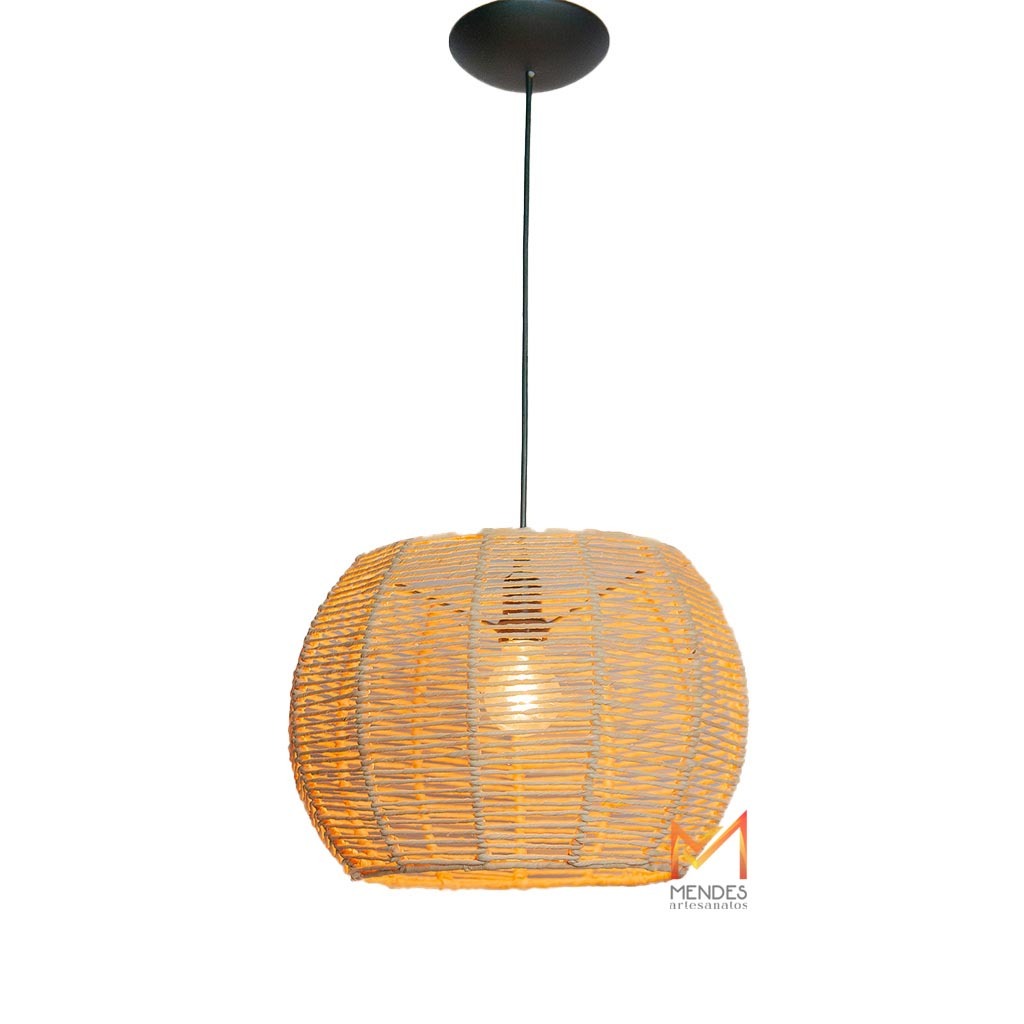 Luminária Lustre Pendente palha de milho 25X25 (SOMENTE A CÚPULA)