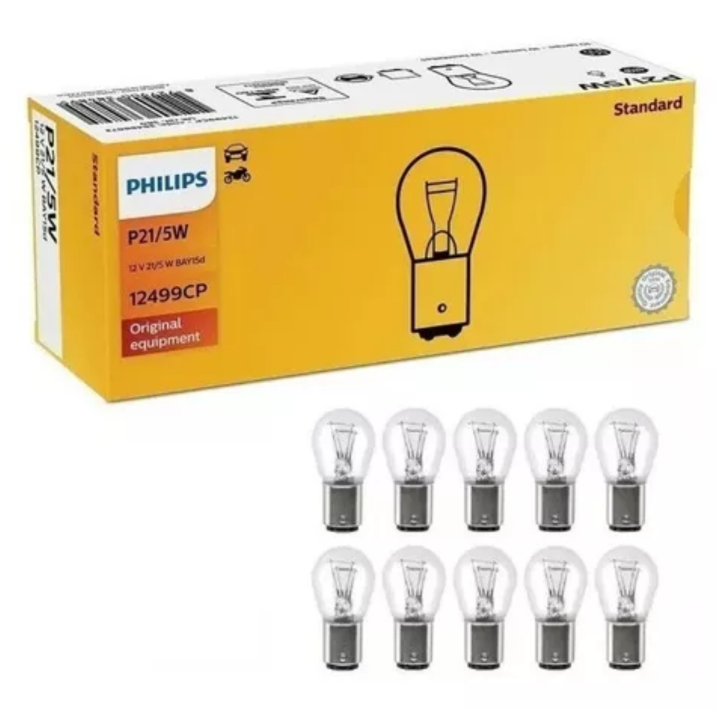 10 Lâmpada Freio Lanterna Philips Original 12v P21/5w 2 Polos em Oferta na Shopee