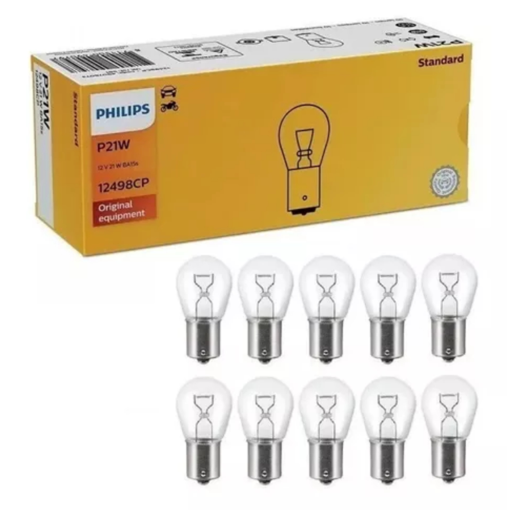 10 Lâmpada Freio Lanterna Philips Original 12v P21w 1 Polo em Oferta na Shopee