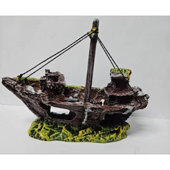Enfeite Barco Com Mastro Resina Para Decoração Aquários