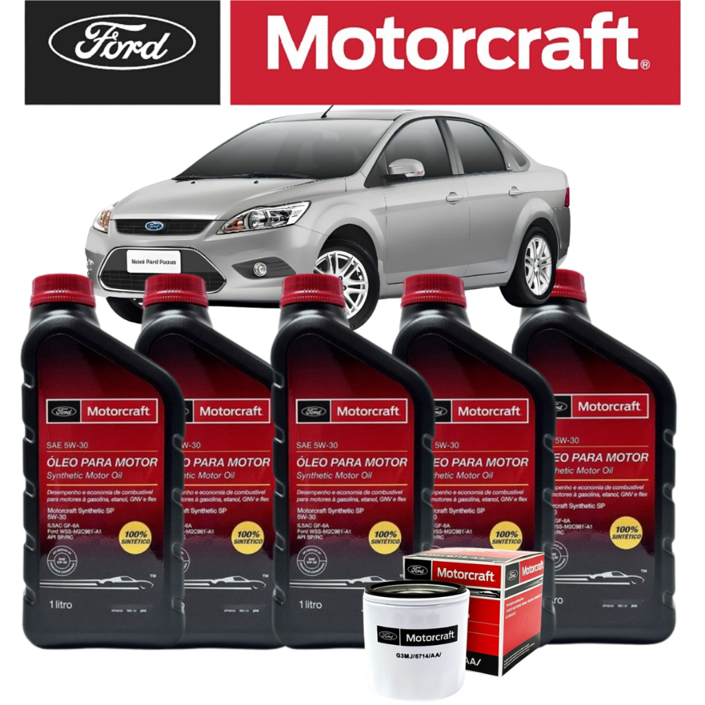 Kit Troca Revisão 5L 5w30 Motorcraft 100% Sintetico Focus 2.0 16v 2009 até 2013 Original Ford