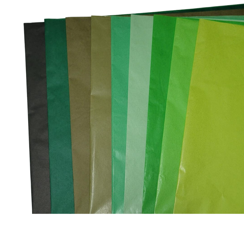Papel de Seda TONS DE VERDE -  50x70 - Pacote C/100 Unidades