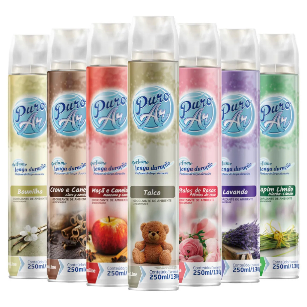 Kit 3 Odorizadores de Ambientes Puro Ar 250ml Neutralizador de Odores aromatizador