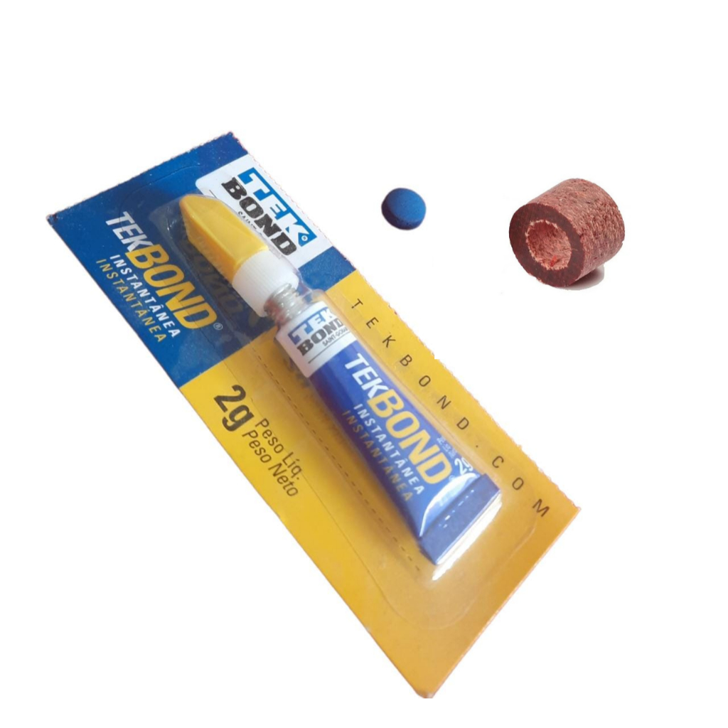 Kit 1 sola 1 cola tek bond e 1 virola de cerelon para taco de sinuca bilhar snooker
