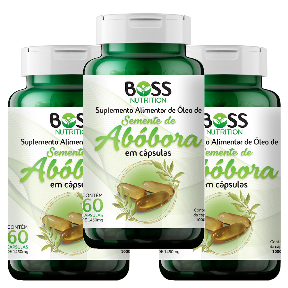 Óleo de Semente de Abóbora 1400 mg - Kit 3 Potes 60 cápsulas Softgel