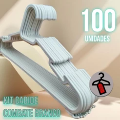 Cabide Branco Cabides Multifuncional ( COMBATE) Roupa Kit Com 100 Un