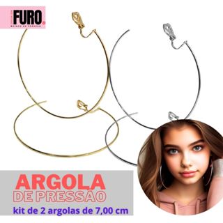 IMPERDÍVEL Kit de Argolas de Pressão 7cm - Dourada e Prateada (Para Orelhas Sem Furo) - BRASILEIRO em Oferta na Shopee