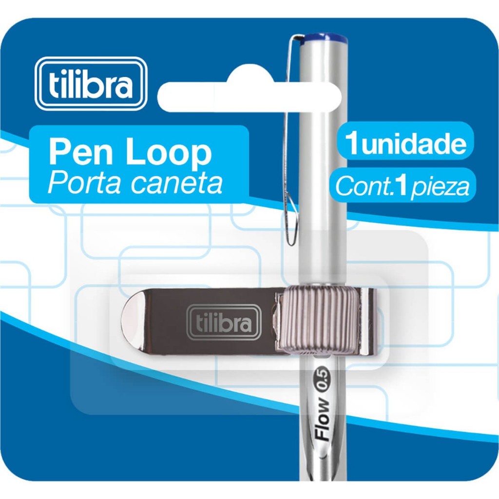 Clip Porta Caneta Pen Loop Prata - Tilibra em Oferta na Shopee