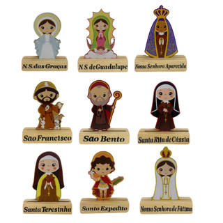 Imagem Religiosa em MDF - Santinhos em MDF na base - Nossa Senhora Aparecida, São José