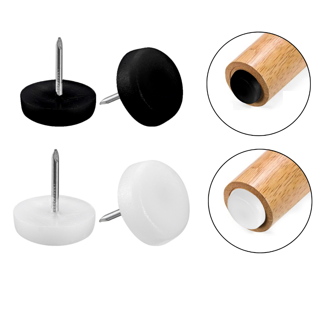100 Und - Sapata Prego Deslizante Preta 18mm Plastica