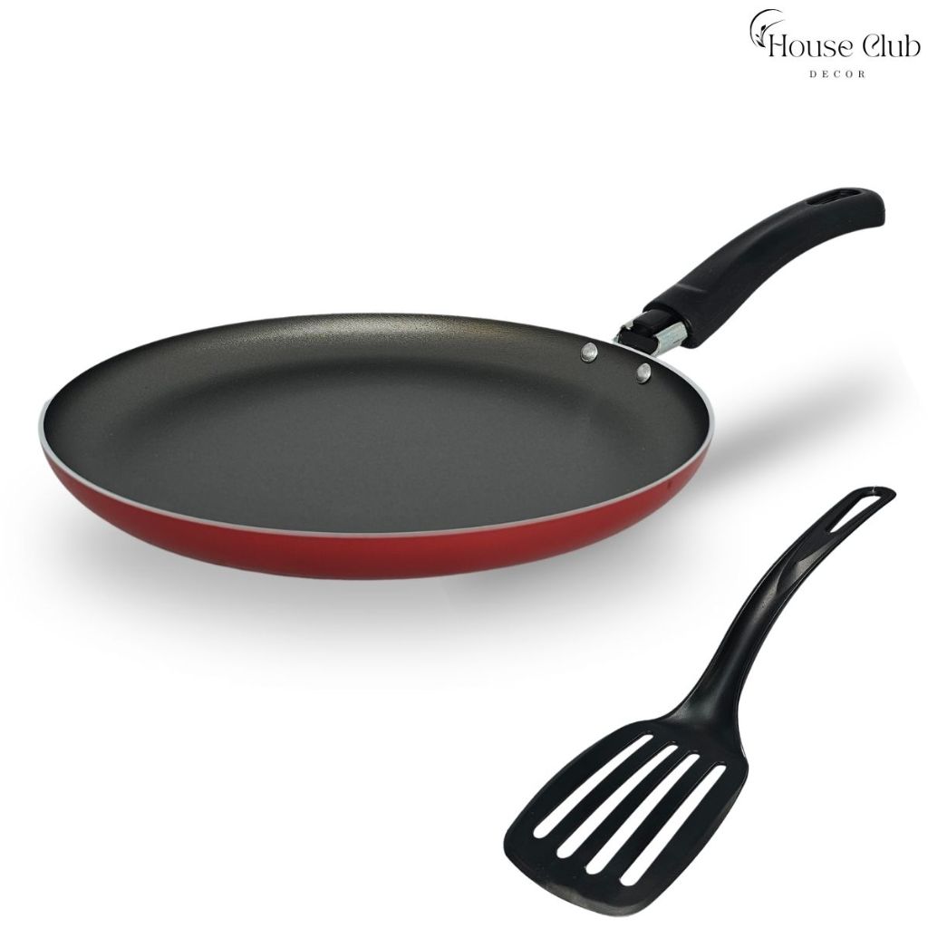 Panquequeira, Tapioqueira, Crepeira 22 cm Antiaderente Com 5 Camadas De Teflon Cor Vermelho e Grafite