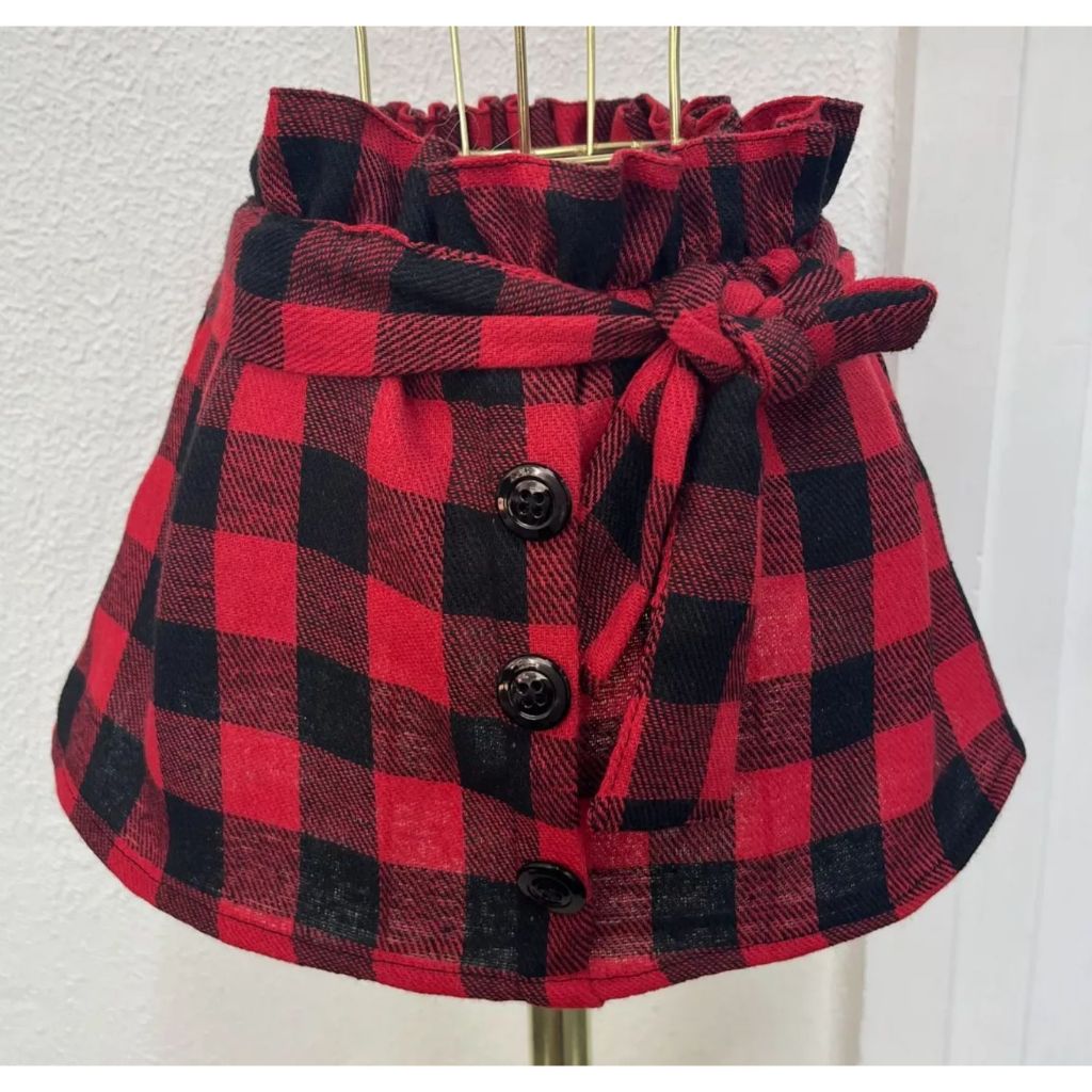 Saia Blogueirinha Mini Diva Menina Infantil Xadrez Jeans