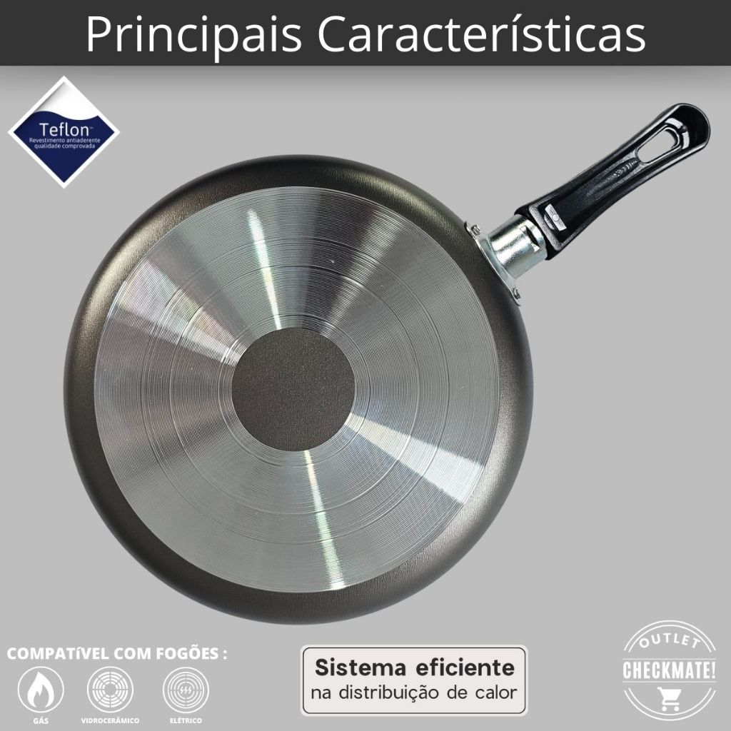 Panquequeira Tapioqueira Crepeira 22 cm Antiaderente Com 5 Camadas De Teflon Cor Preto Grafite