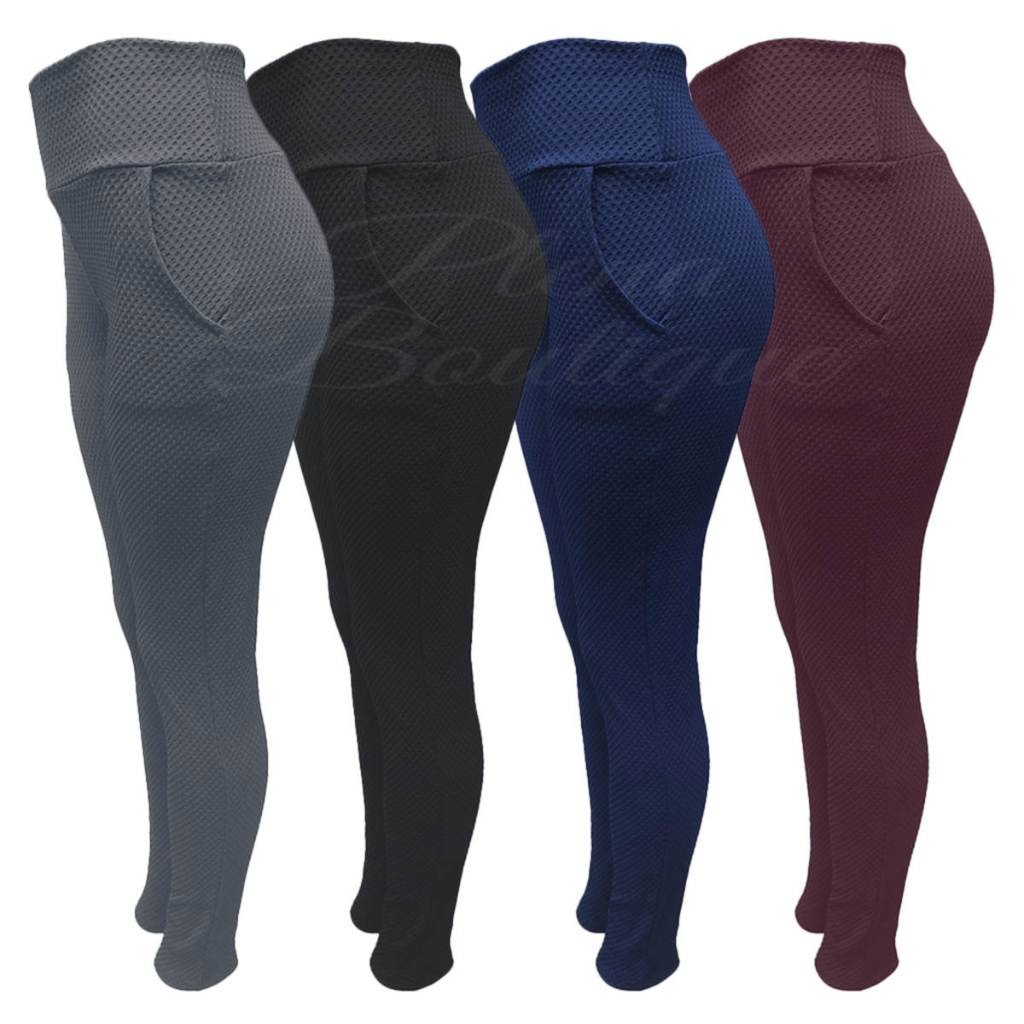 Calça Legging Feminino Tecido Colmeia Casual