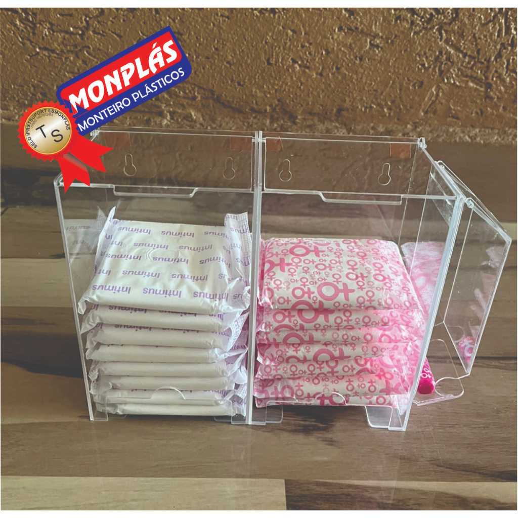 PORTA ABSORVENTE EM ACRÍLICO CRISTAL 3 em 1