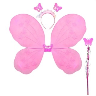 Kit Asa de Borboleta Fada com Tiara e Varinha Fantasia Infantil