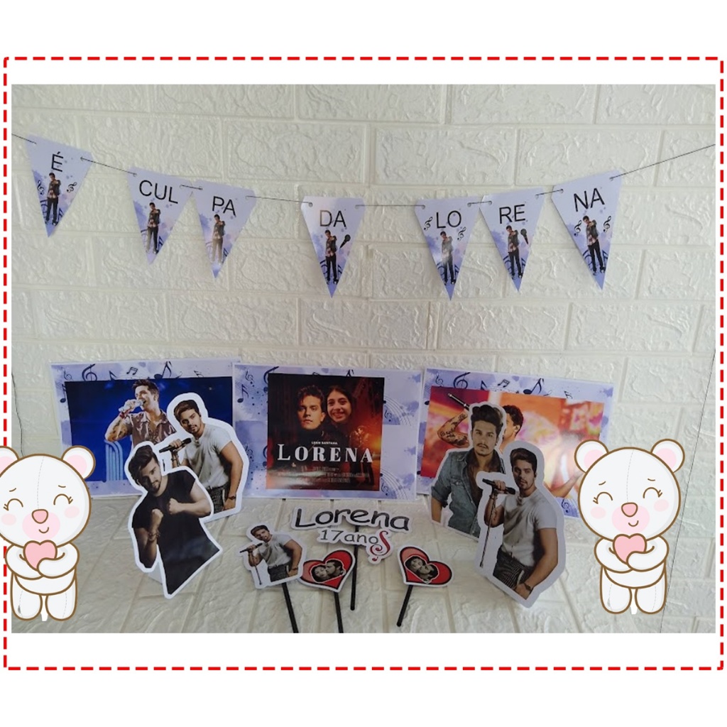 Kit festa Luan Santana decoração de aniversário Luan Santana - topo de bolo Luan Santana Cantor display do Luan Santana