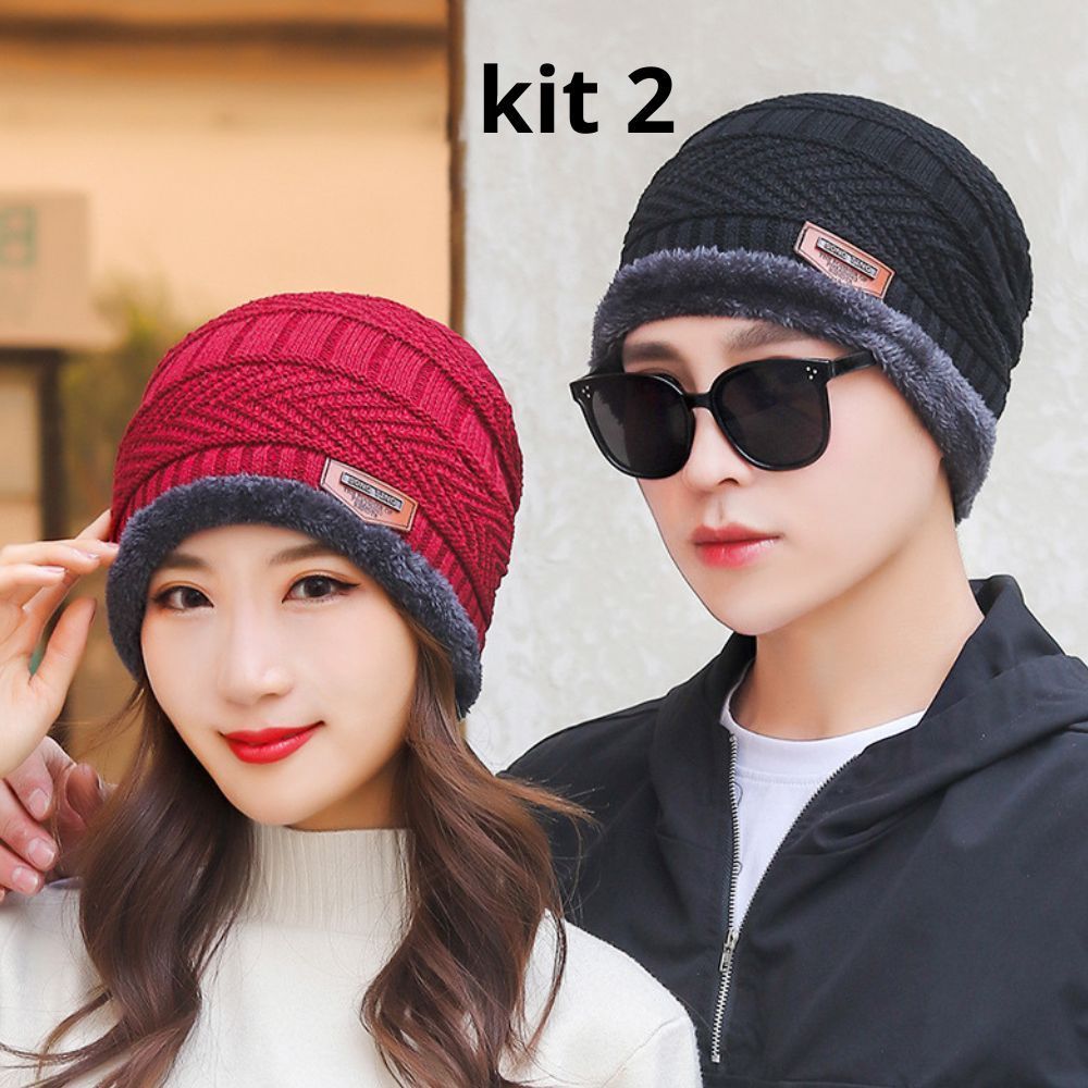 kit com 2 Toucas de Lã Peluda perfeito para o inverno Masculina peluda em Oferta na Shopee
