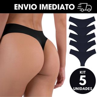 Kit 5 Calcinhas Fio Dental PRETAS Sem Costura Corte Laser Original em Oferta na Shopee