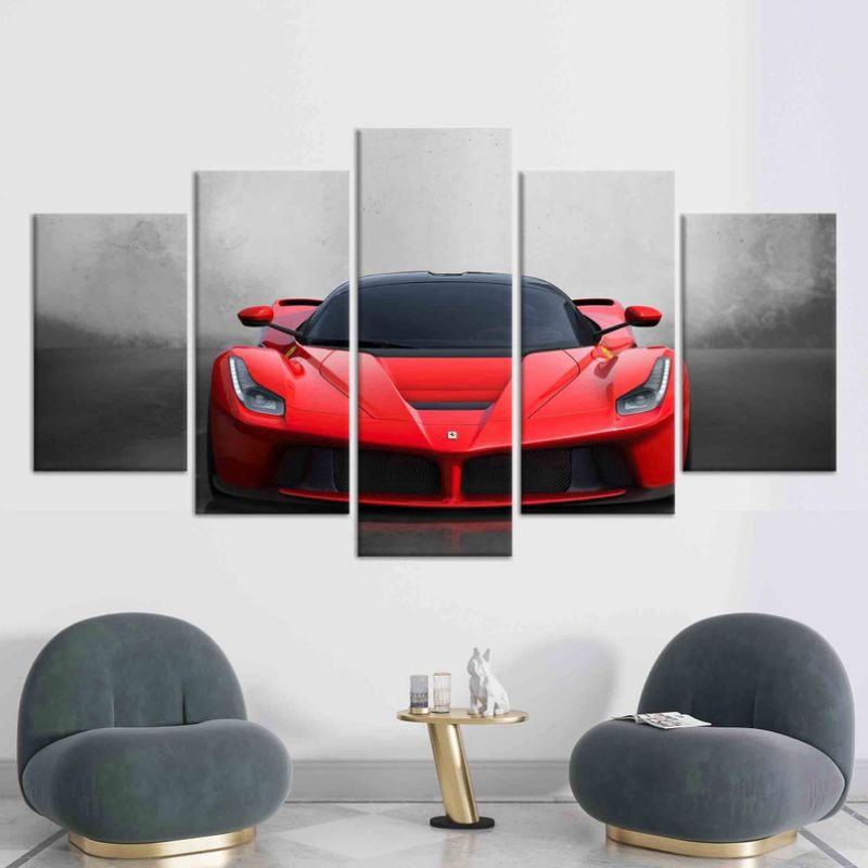 Quadro carro esportivo Ferrari luxo 5 Peças 115x 60  Premiun HD quadros decorativos carros corrida