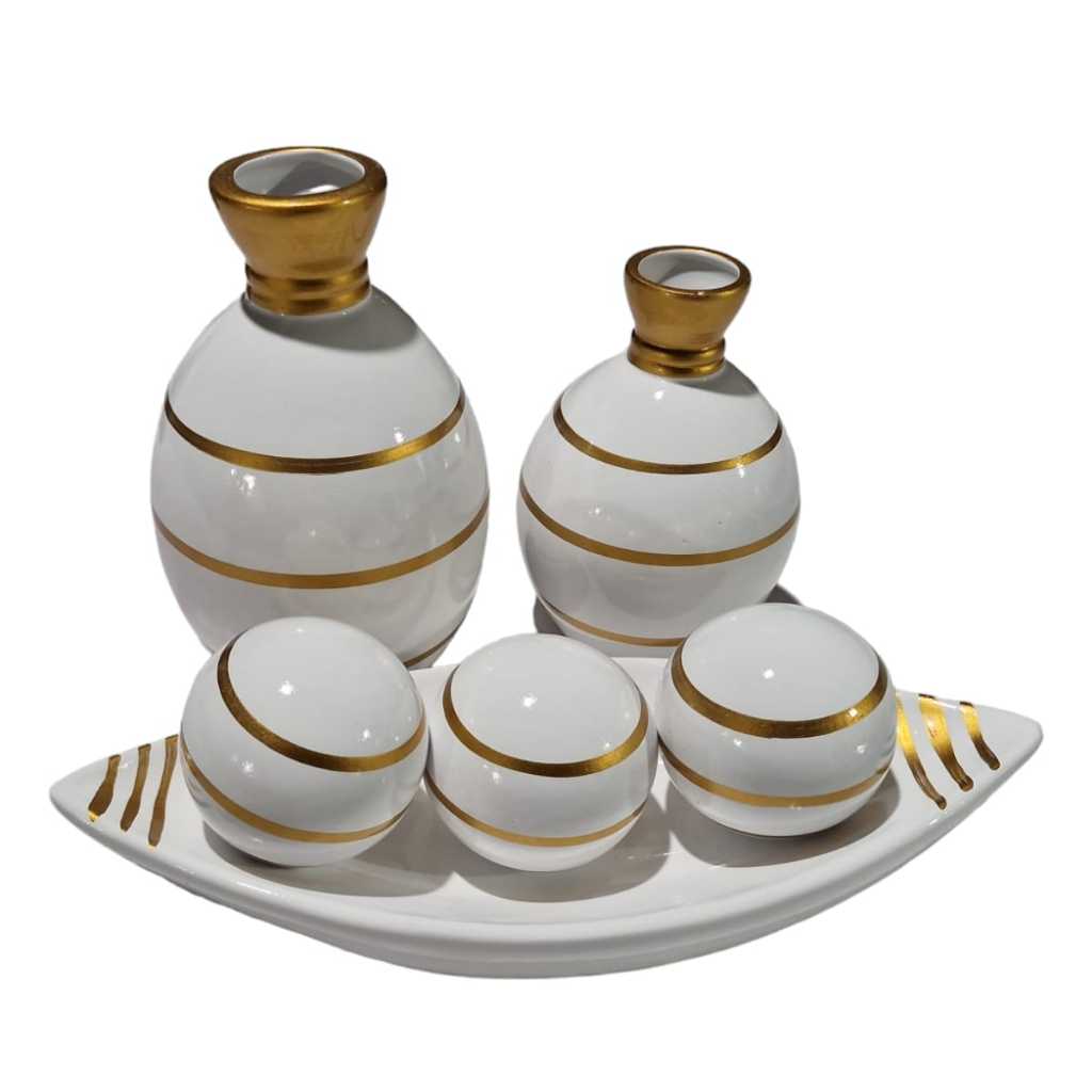 CONJUNTO 6 PEÇAS CARRUAGEM ENFEITE SALA CÊRAMICA CENTRO MESA DECORATIVO em Oferta na Shopee