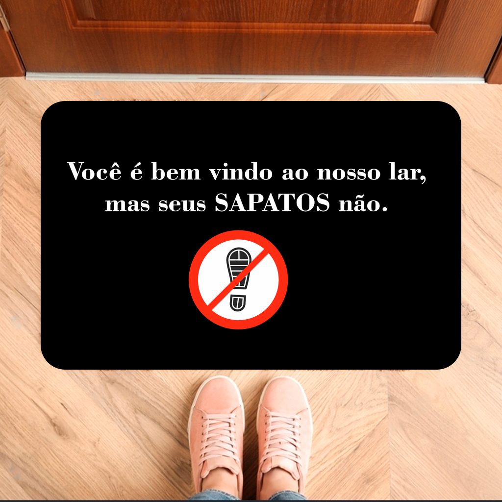Capacho Tapete de Entrada de Porta Antiderrapante Tire o Sapato PFV (Tap216)