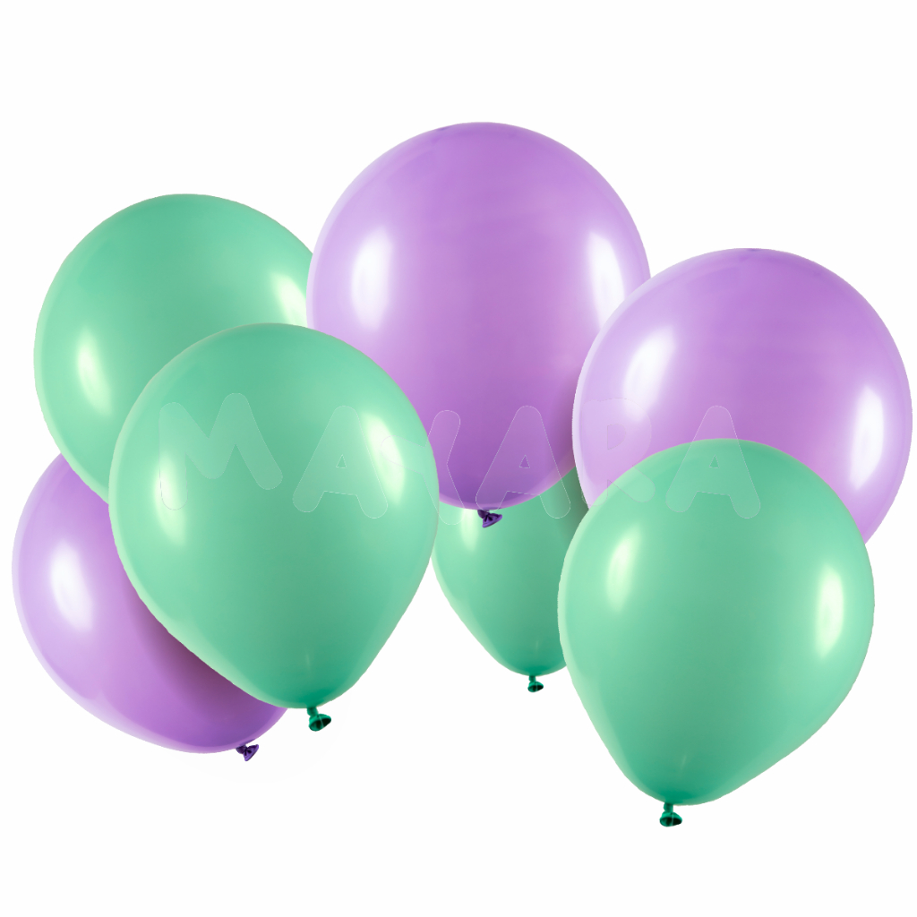 Balão - Bexiga Lilás c/ Verde Água  Pacote - 50 unidades sortidos