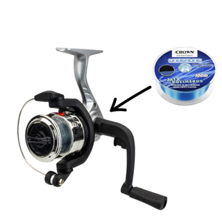 Molinete De Pesca Com Linha Voxxi MZ1 Cor Preto Com Linha Barato Pescaria em Oferta na Shopee