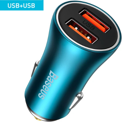 Carregador Veicular Duplo USB 48W Baseus – Carregamento Rápido para Celular e Tablet simultaneamente