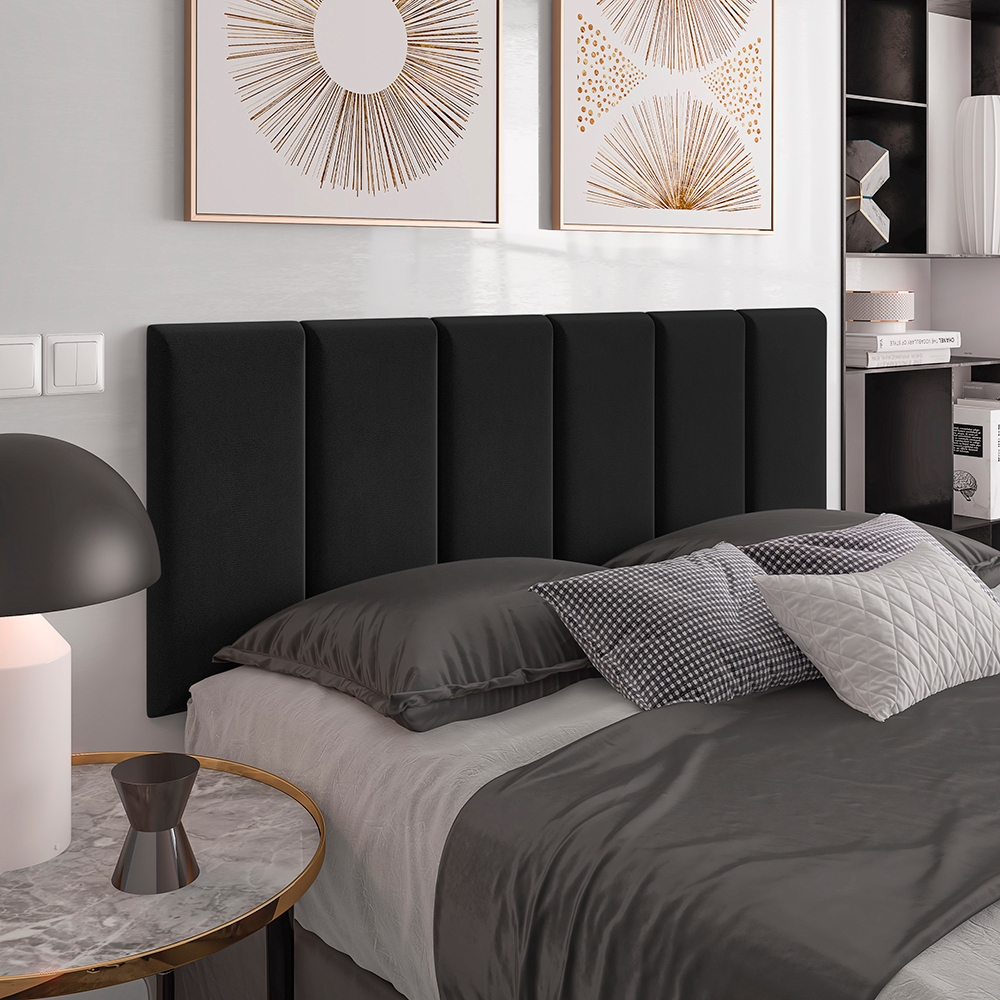 Cabeceira Para Cama Queen e Casal Box 1,60 e 1,40 Estofada  Quarto apoio de cabeça cama Cor Preto
