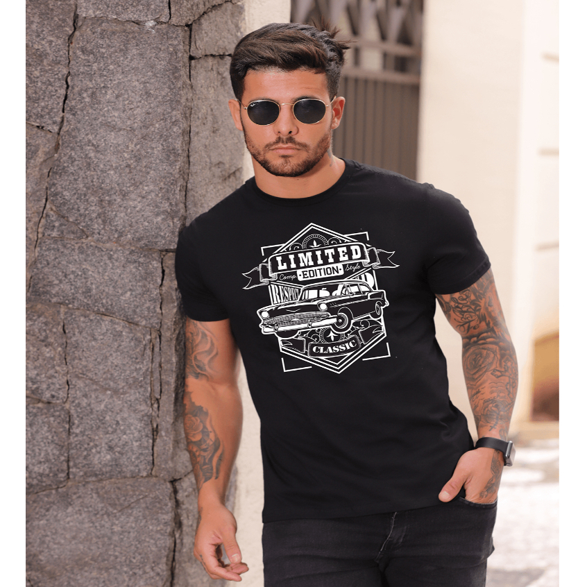 Camiseta Masculina Carro - Camiseta Estampado Carro Vintage - 100% Algodão Premium