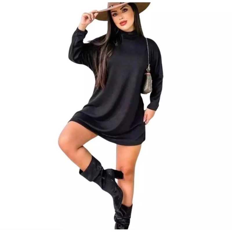 Vestido Blusão outono inverno lã batida macia Tam plus sizer moda feminina