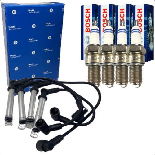 Kit Jogo Cabo Delphi E Vela Bosch Original Celta Corsa Classic 1.0 Flex