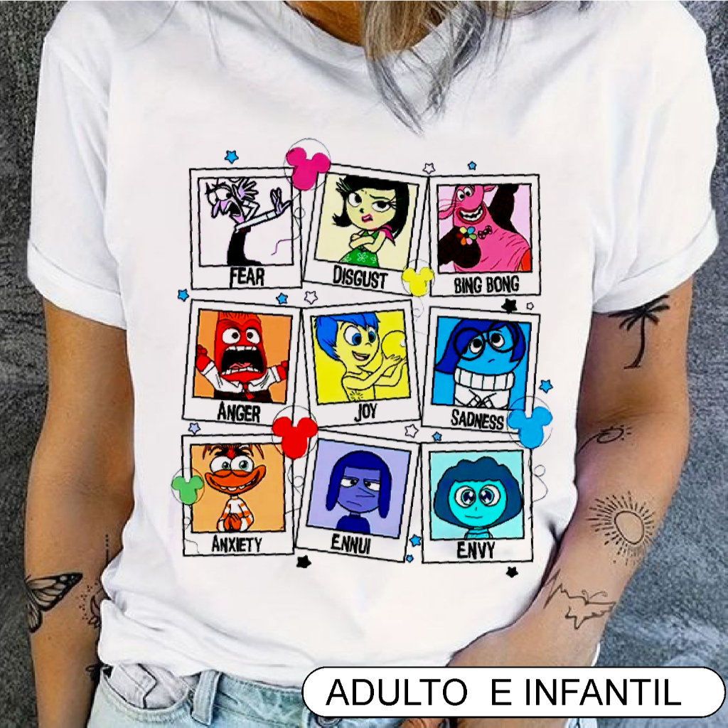 Camiseta blusa divertidamente 2 filme, t shirt divertida mente personagens alegria tisteza,plus size
