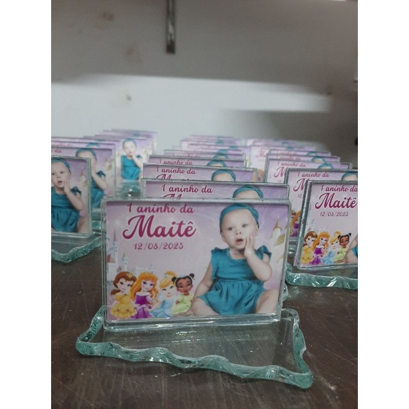 Mini Porta Retrato VIDRO 5x7 | Lembrancinha Batizado | Aniversário - PARA PERSONALIZAR, SEM FOTO