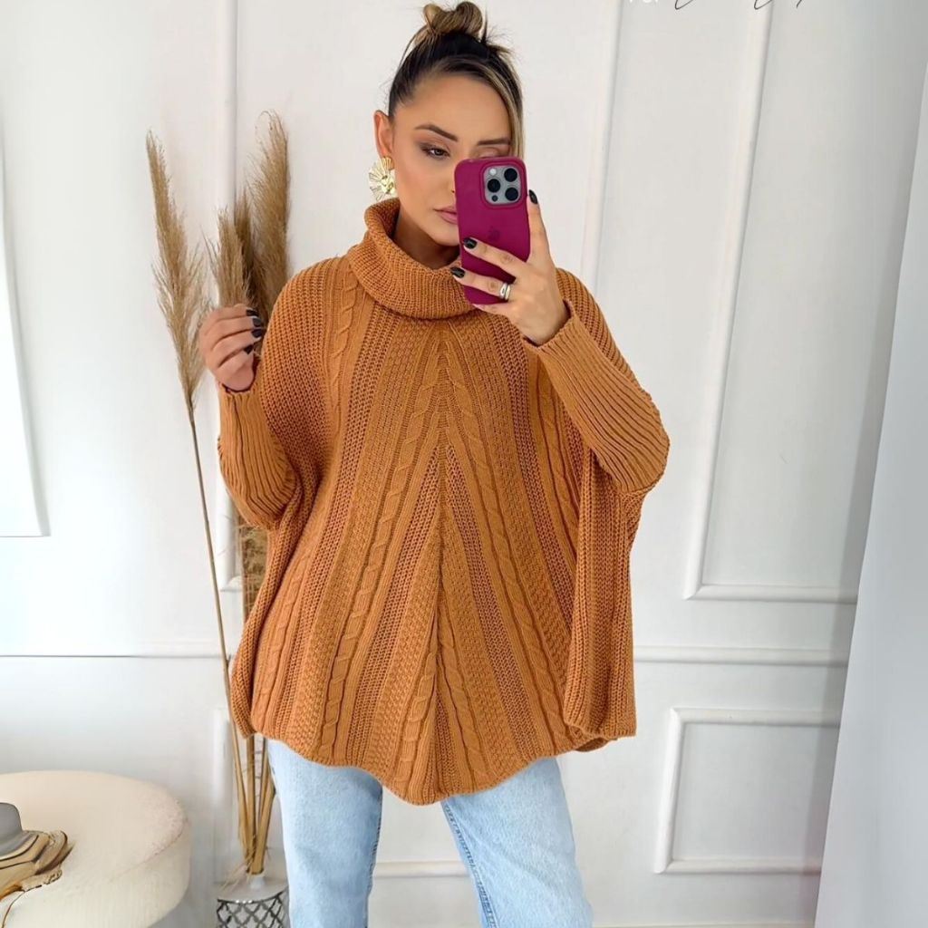 Poncho Feminino Inverno Luxo Tricot Premium