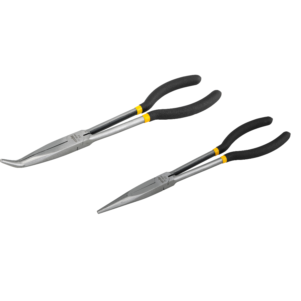 Kit 2 Alicate Profissional Meia Cana Reto e Curvo Bico Longo 11" Profissional Vonder
