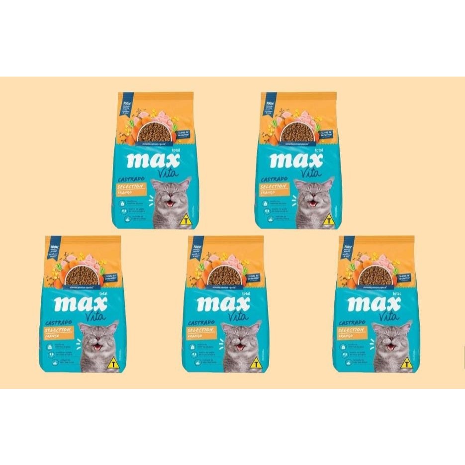 Max Vita Selection para Gatos Castrados Sabor Frango pacote de 1 kg