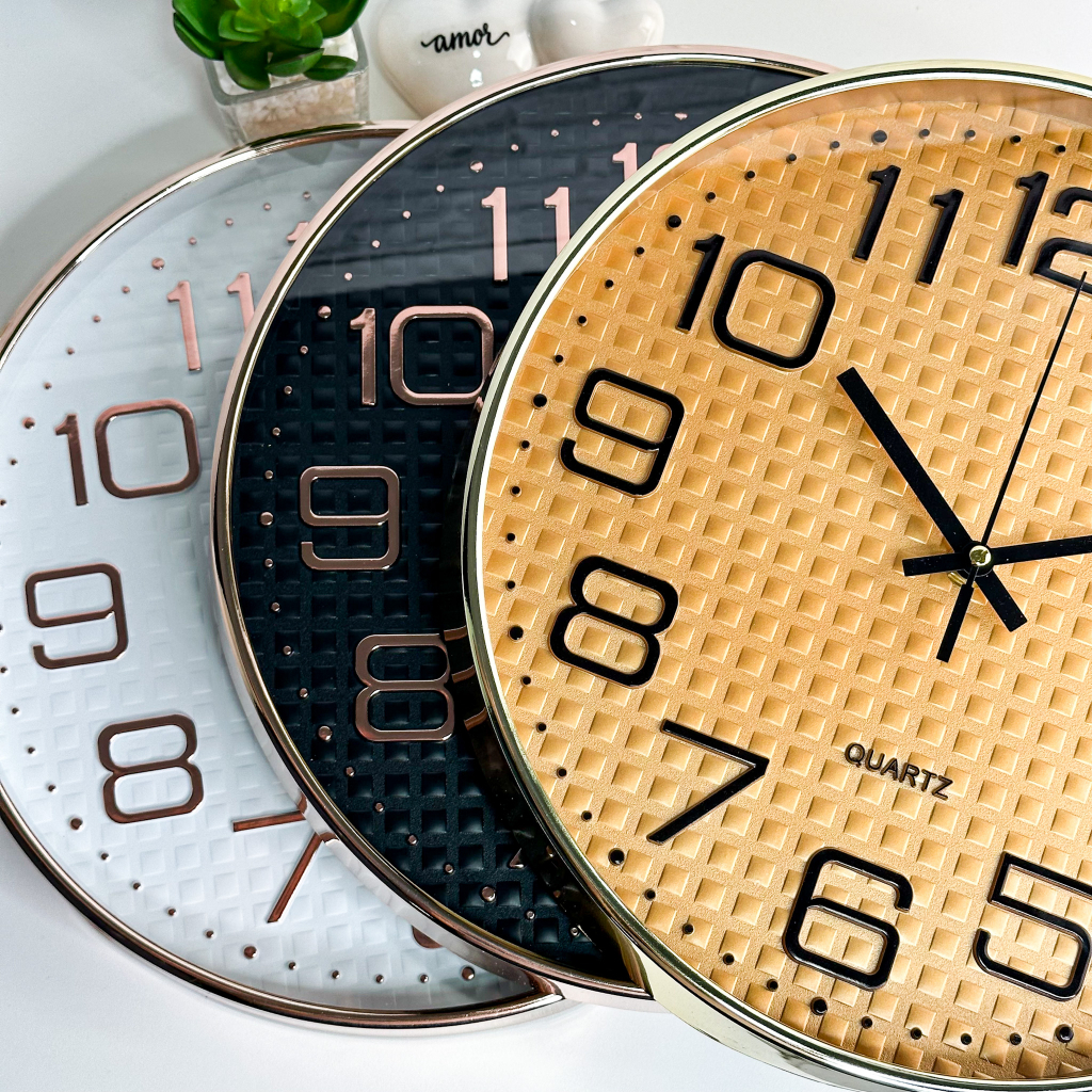 Relógio de Parede Redondo Cinza Preto Rose Gold Branco 20cm 25cm 30cm Multiuso Casa Cozinha Sala em Oferta na Shopee