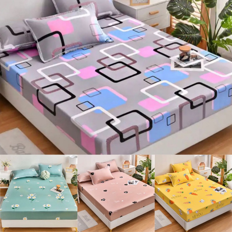 Kit Jogo Lençol Premium Cama Casal 3 pçs/Solteiro 2 pçs/1 fronha Padrão Com Elástico em Oferta na Shopee