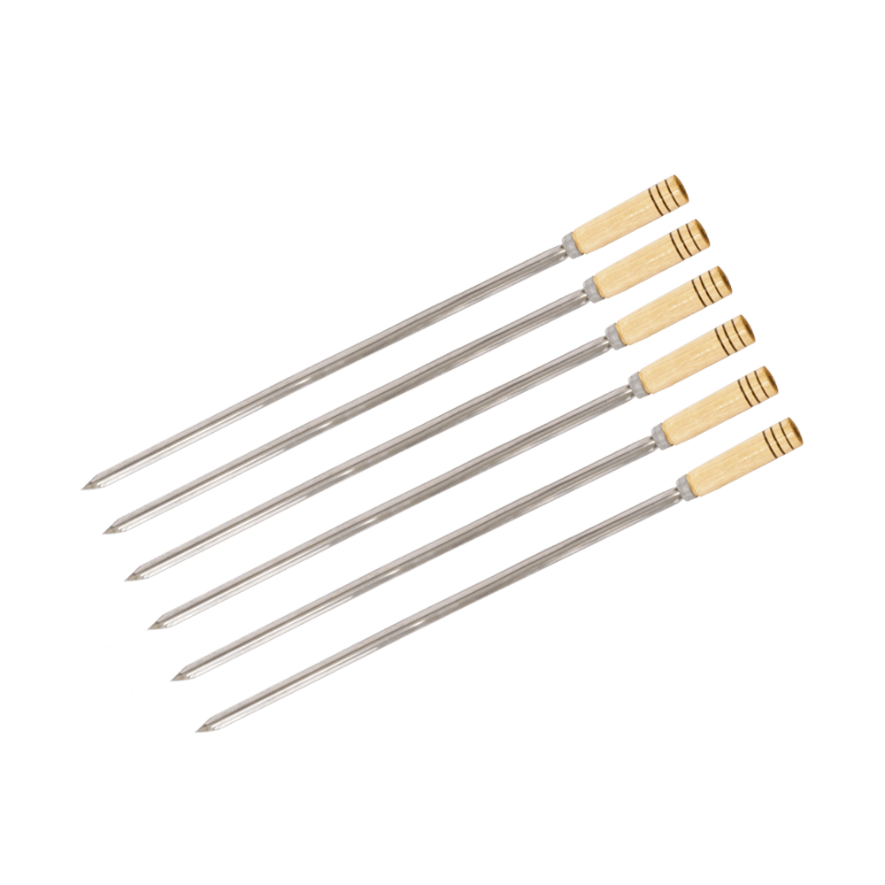 Kit 6 Espetos Simples Aço Inox Para Churrasco Churrasqueira 70cm - Gudim em Oferta na Shopee