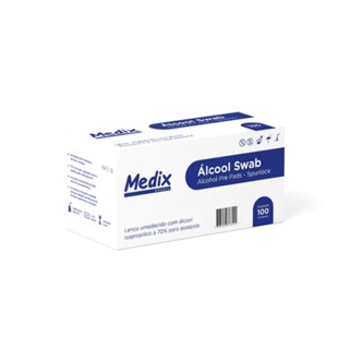 Álcool Swab 70% Assepsia Lenço Umedecido 100 Unidades Medix em Oferta na Shopee